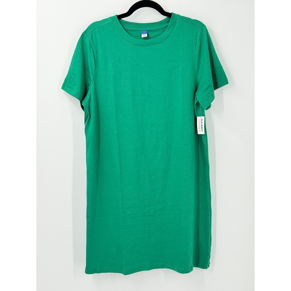 NWT Old Navy Womens sz L Kelly Green Cotton T-Shirt Dress preppy vacation casual